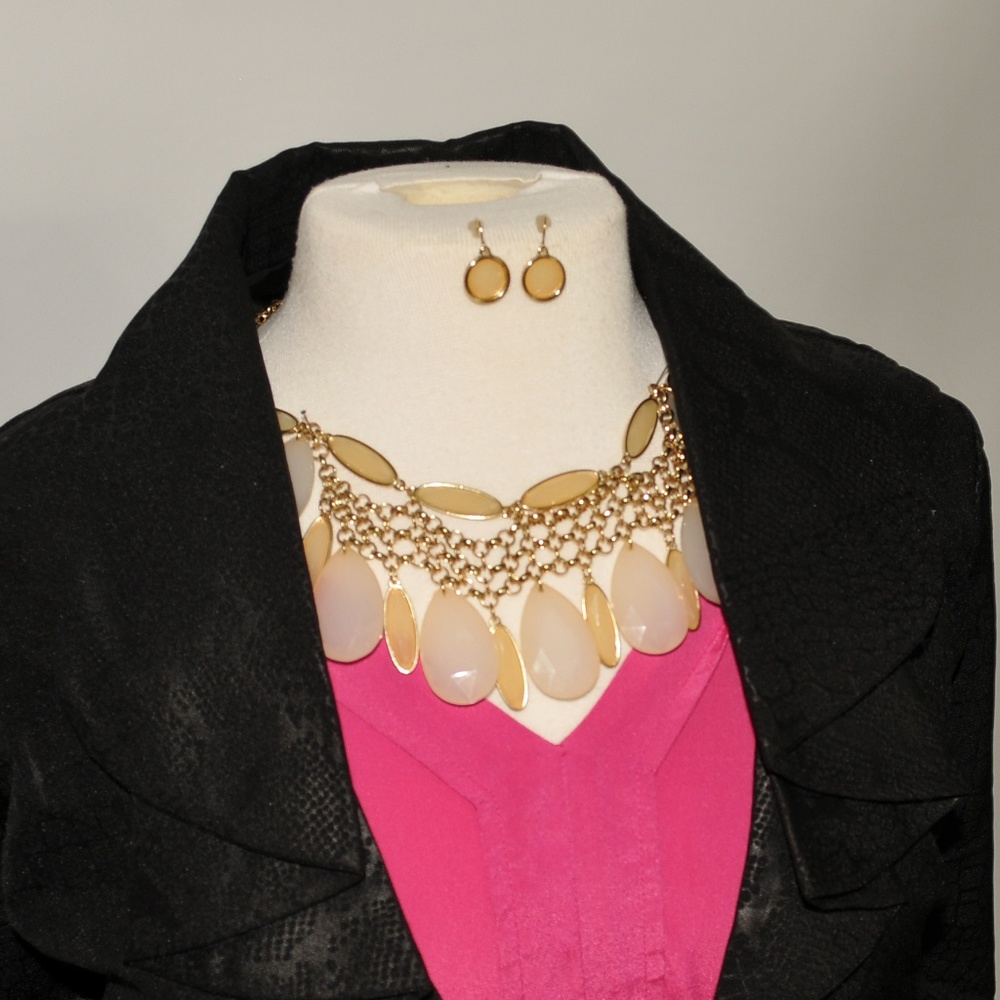 Bubble Necklace & Earrings Pink / Gold /Yellow‎ - 8015